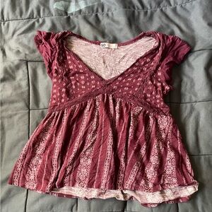 Maroon Baby doll Tee